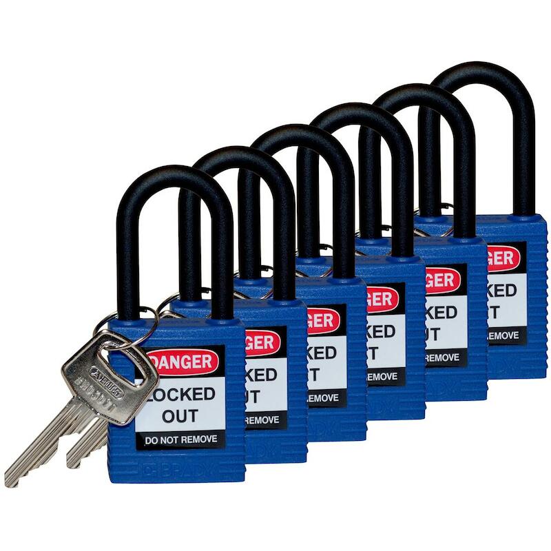 38MM SAF PADLOCK W/PS BLUE KD 6 PK    BRADY   6ST