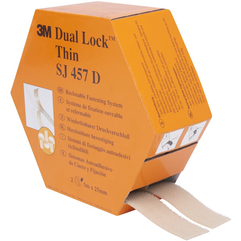 3m - Reclosable fastener tape - Dual Lock low profile - SJ457D - SJ4570 - Transparent - 25 mm x 10 m - 1.7 mm - 19991299