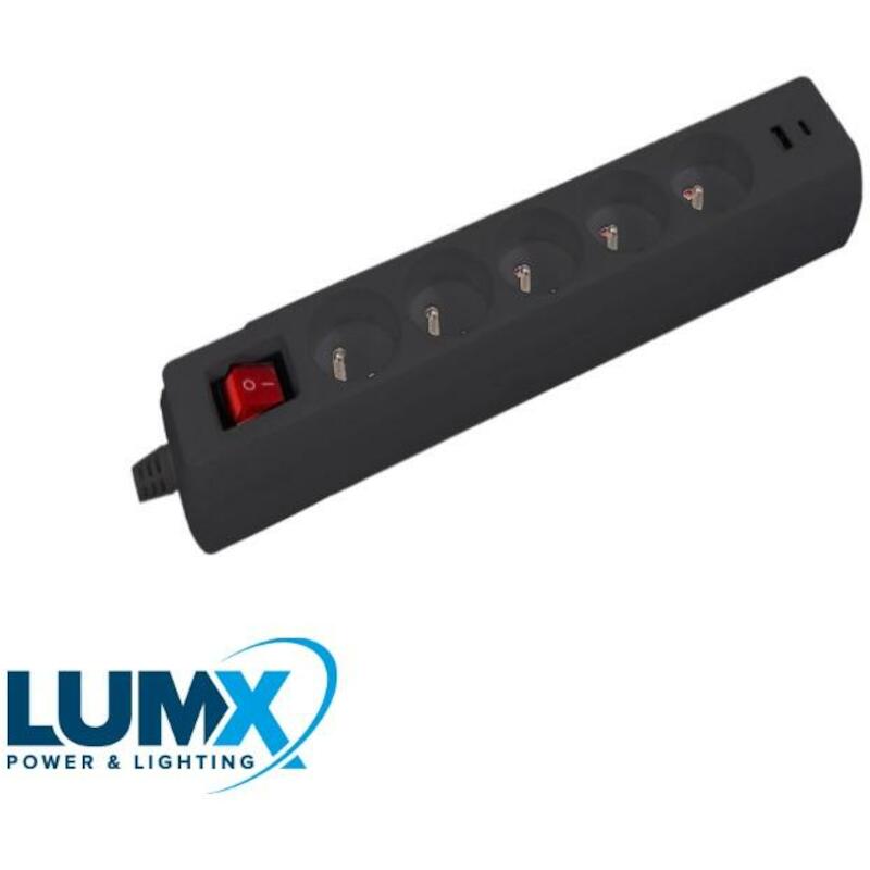 STEKKERDOOS 5X 250V+USB-A/C LM 40905 - 1,5M   LUMX