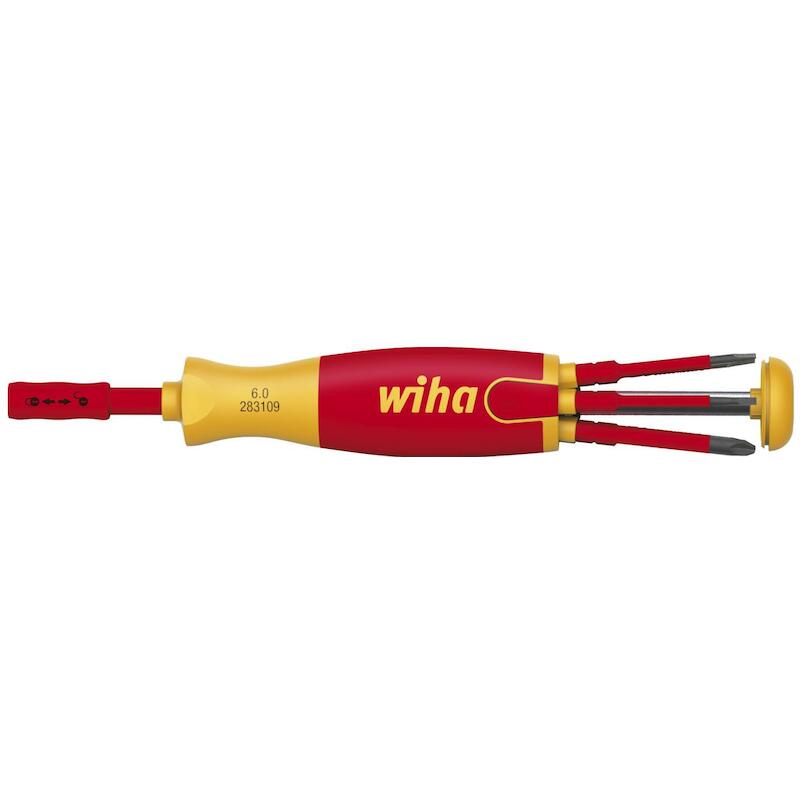 TOURNEVIS AVEC MAGASIN D'EMBOUTS LIFTUP ELECTRIC FENTE, PHILLIPS AVEC 6 SLIMBITS - 283109020 - WIHA