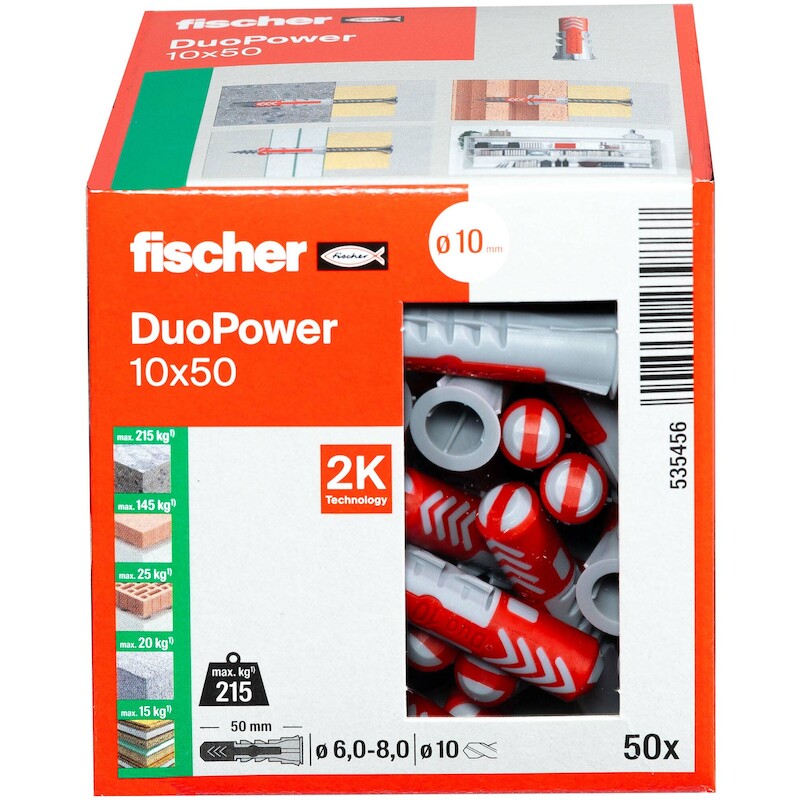 Fischer - Cheville universelle - DuoPower 10X50 - ø 10 x 50 mm - nylon - 50 pièces - 03297797