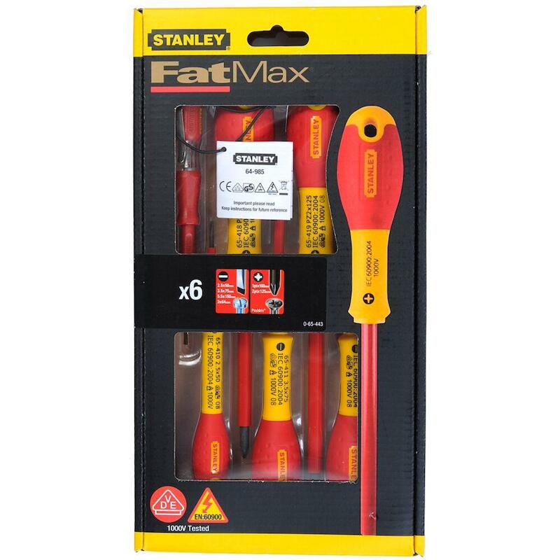 Stanley - vde screwdriver set - Fatmax - slotted/Pozidriv/voltage tester - 6 pieces - 0-65-443 - 02603150