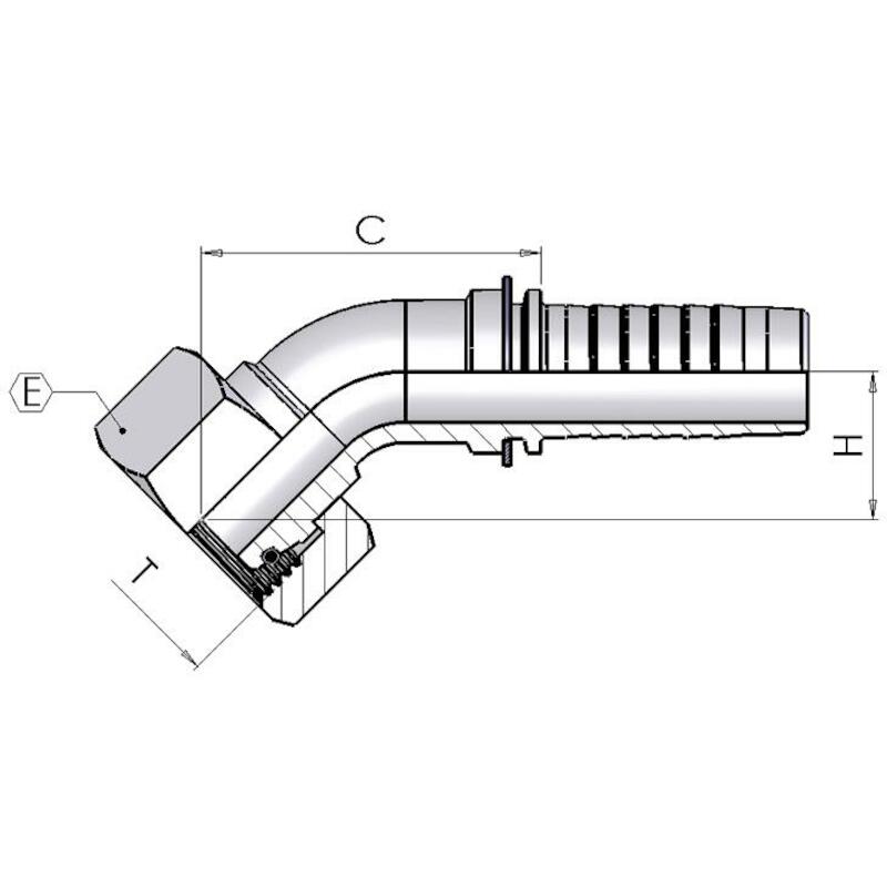 PERSKOPPELING 45° DKOL 18L-M26/V X 5/8"  INTERPUMP