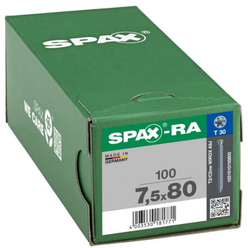 RAAMANKER 7,5X80 T30 ZN     SPAX-RA CILINDERKOP SP