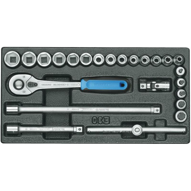 Gedore - Socket set - 1500 ES-30 - 3/8" - 6–19 mm - In 1/3 es module - 24 pieces - 41894094