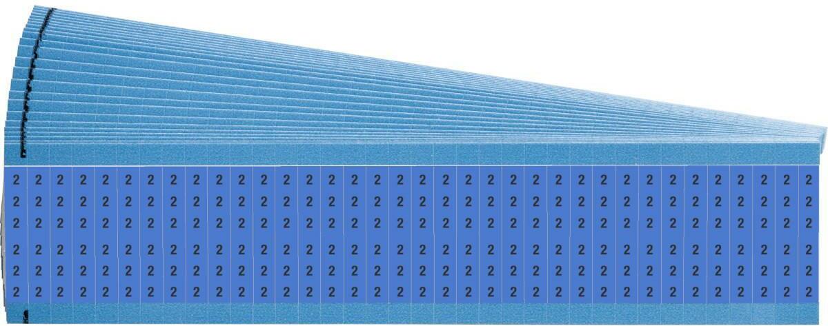 MARQUEUR DE FIL - BRADY 011502 - '2' NOIR SUR BLEU 6.35X38 MM (900 EA)