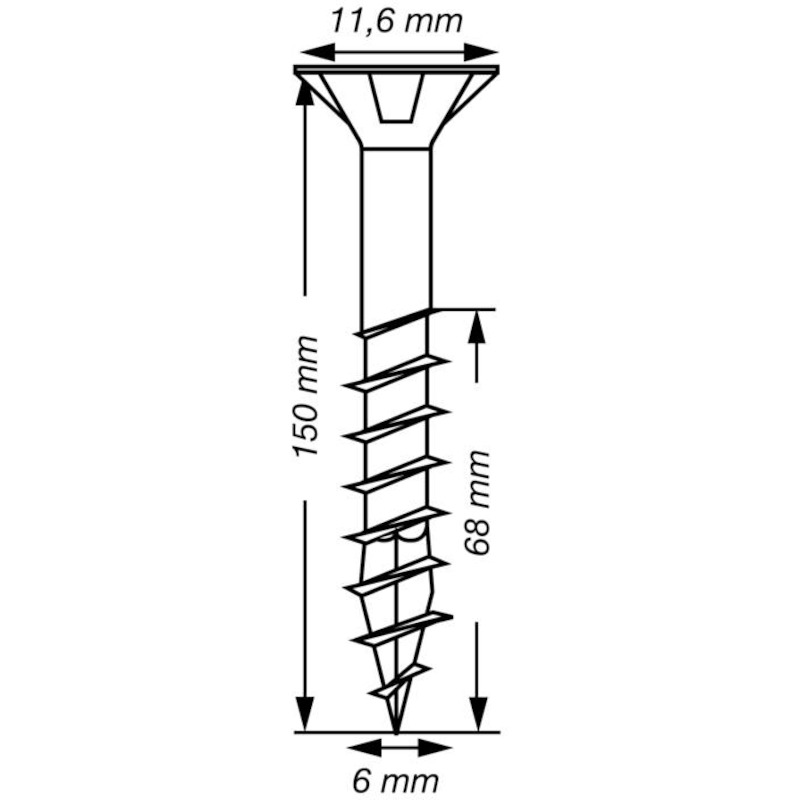 VIS À BOIS AGGLOMÉRÉ T30 DD T-STAR+  6,0X150 - ZN