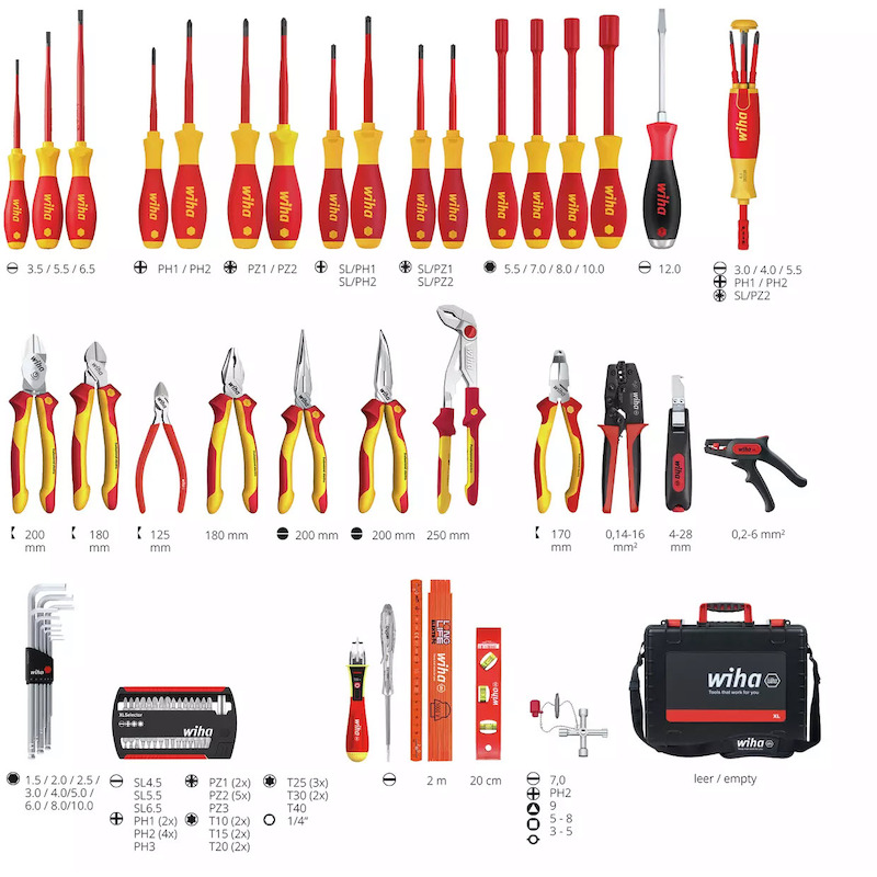 JEU D'OUTILS ÉLECTRICIEN COMPETENCE XL MÉLANGÉ, 83PCS Y COMPRIS UN COFFRET - 9300702 - WIHA