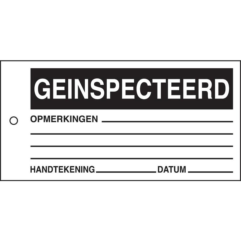 ETIKET - BRADY 230616 - GEINSPECTEERD ZWART OP WIT150 MM X 75 MM (10 EA)