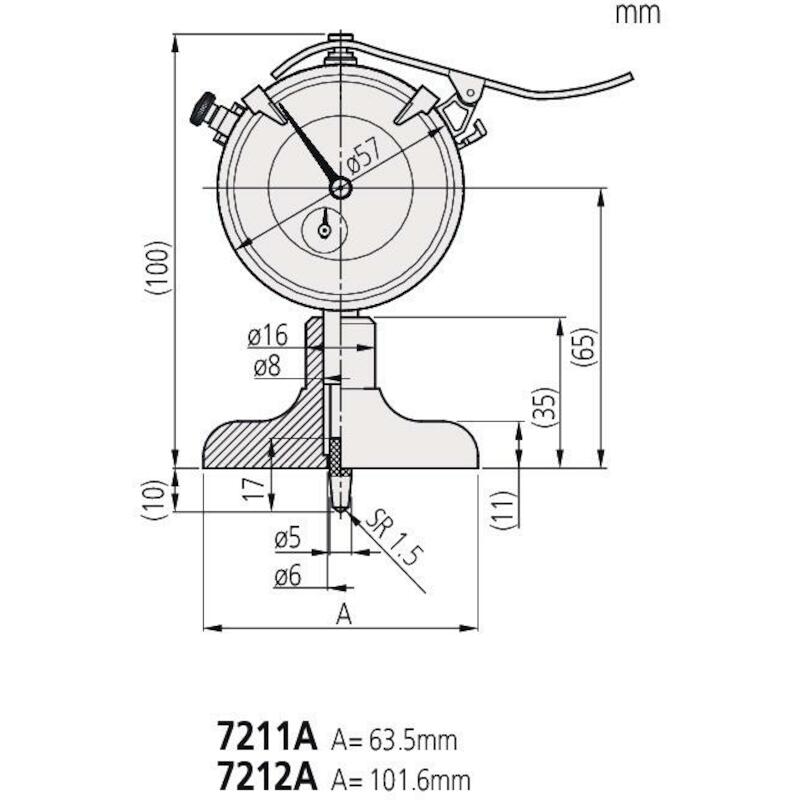 DIEPTEMEETKLOK 0-200MM KOG. 7212A 0,01MM  MITUTOYO