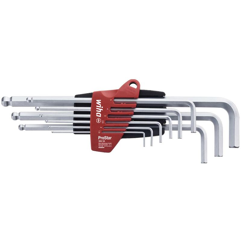 Wiha - Stiftsleutelset - Zeskantkogelkop - 369S9 - 1,5–10 mm - 9-delig - In ProStar houder - 08074875