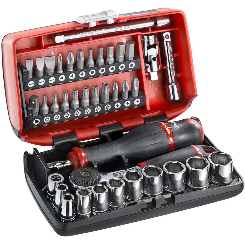 Facom - R2NANOPB - coffret de douilles - 1/4" - 6 pans - métrique - avec cliquet R.161 - 38 pièces - 03172360