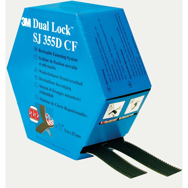 3m - Reclosable fastener - Dual Lock - SJ355D - 25 mm x 5 m - Black - 03279325