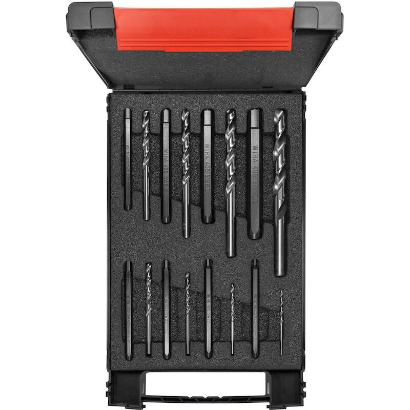 SCHROEVENUITDRAAIERSET ZESKANT 17-DELIG MET SPIRAALBOREN INCL. BOX - 40511 - WIHA