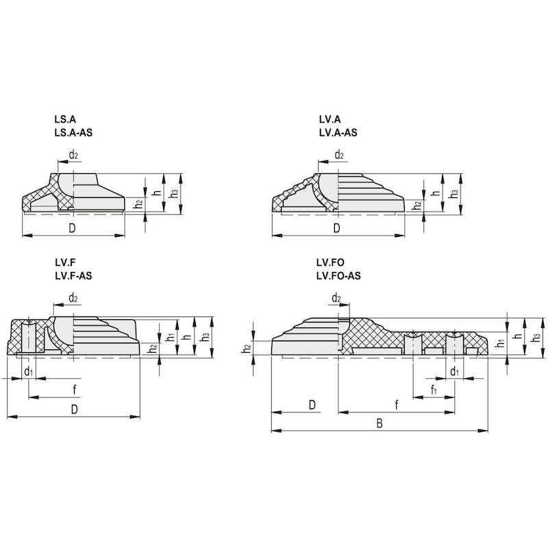 Elesa - base for levelling foot - anti-slip - ø 100 mm - LV.F-100-24-AS - 02046272