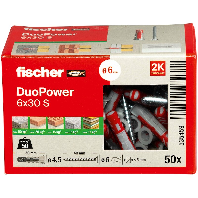 PLUG NYLON  6X30 S(+SCHROEF)DUOPOWER       FISCHER