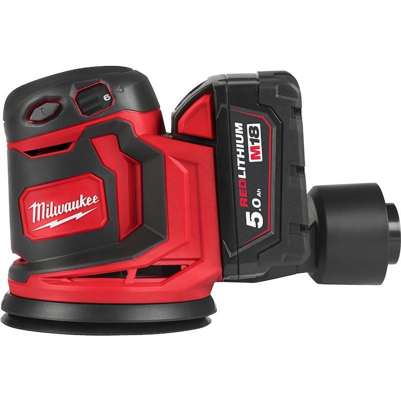 Milwaukee - M18 BOS125-502B - Excentrische accu-schuurmachine - 18 V - 2x 5,0 Ah - ø 125 mm - In tas - 02890843