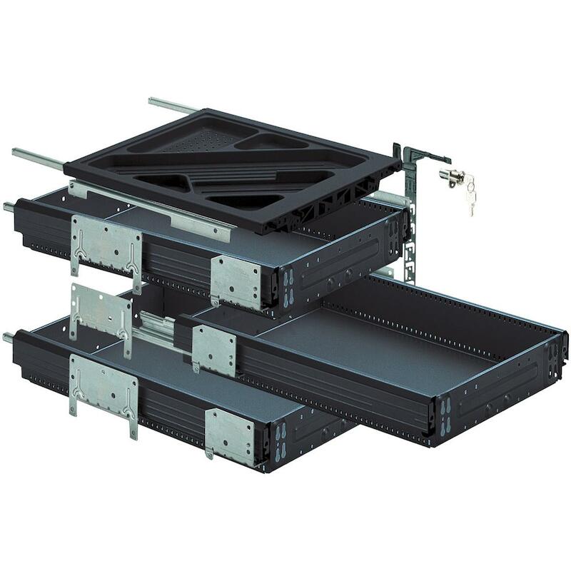 CONTAINER 3 LADEN+1 PENL. ZWART 530 041062 HETTICH