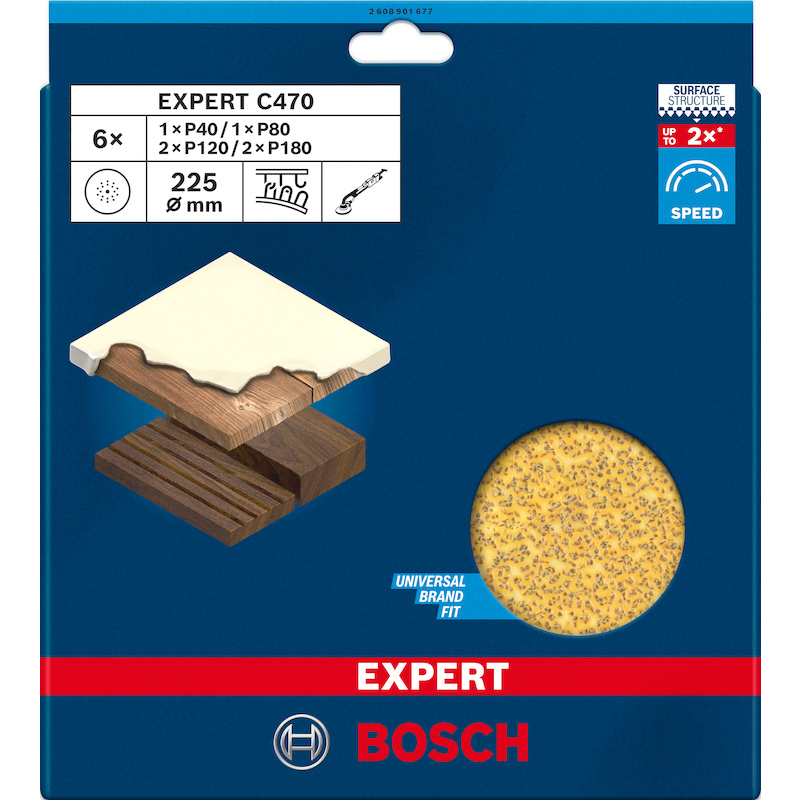 SCHUURSCHIJVENSET 225MM     C470    DIV(6ST) BOSCH
