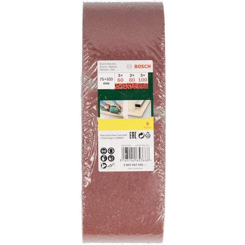 BANDE ABRASIVE 74X533MM     2607017155 P60/80/100