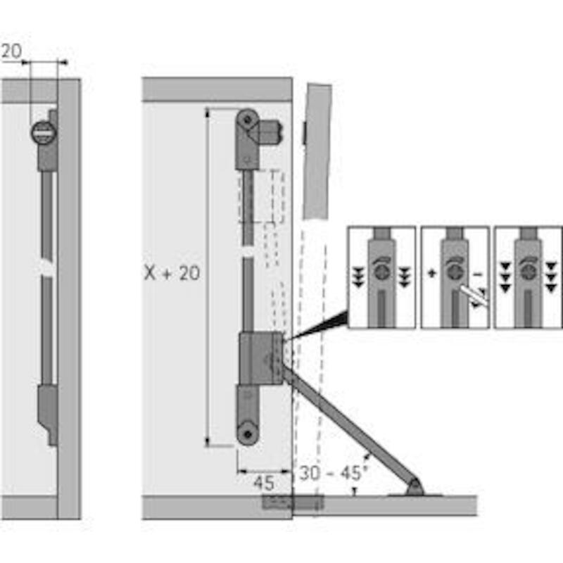 HETTICH 021575 KLASSIK KLEPHOUDER 275-340 +MAGN. L