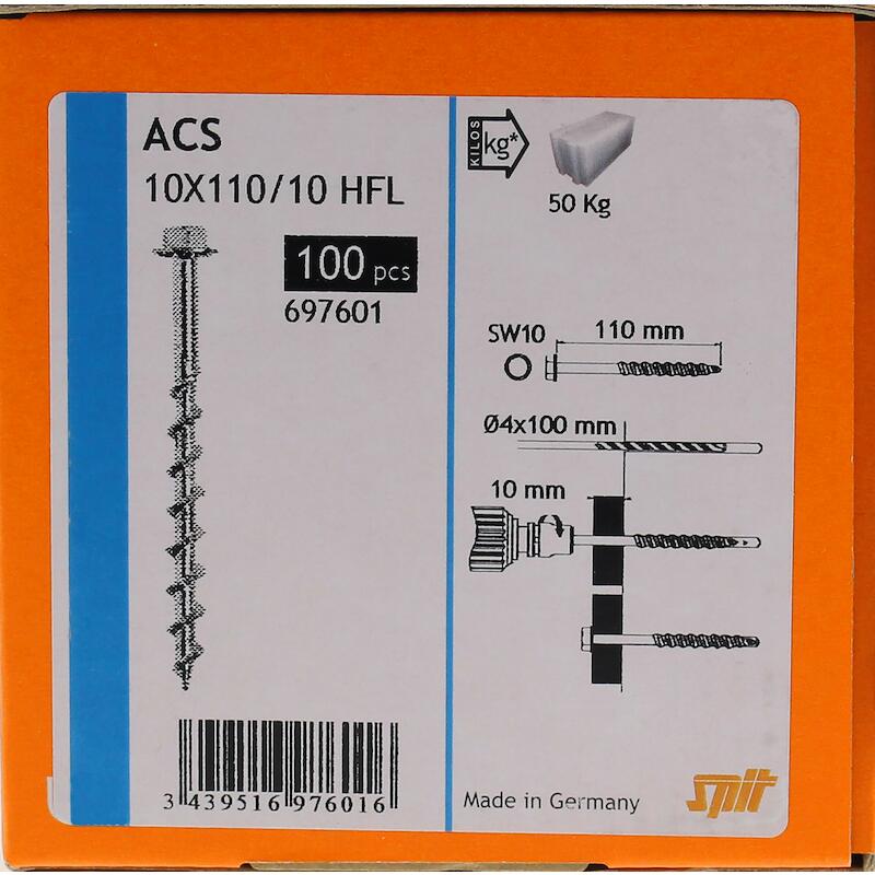 VIS YTON HEX 10X110         ACS HFL    697601 SPIT