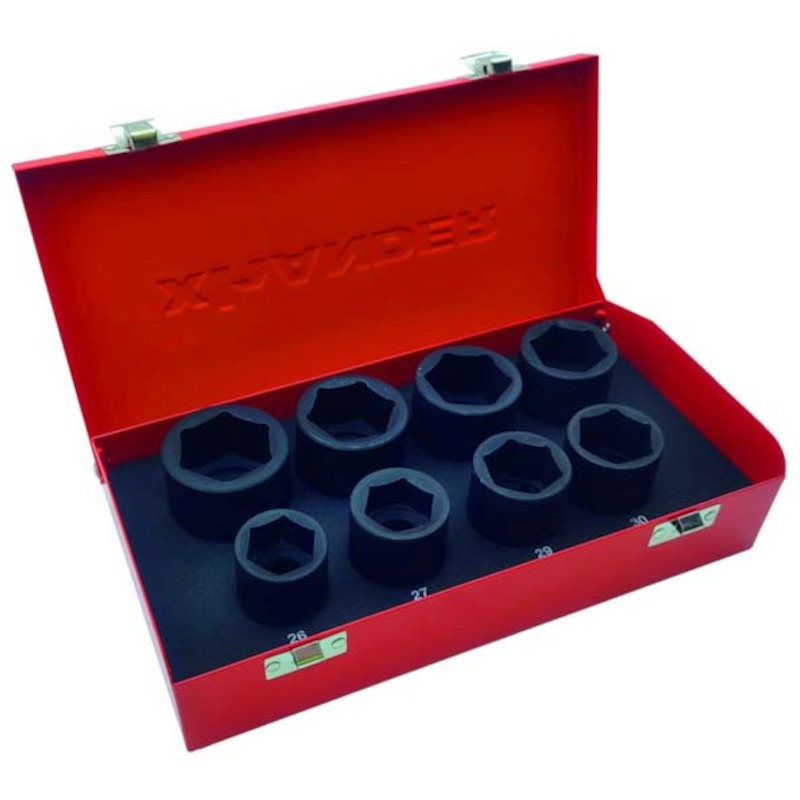 SLAGMOERDOPPENSET 3/4"- 26 TOT 38 MM - 6 KANT 8 DELIG