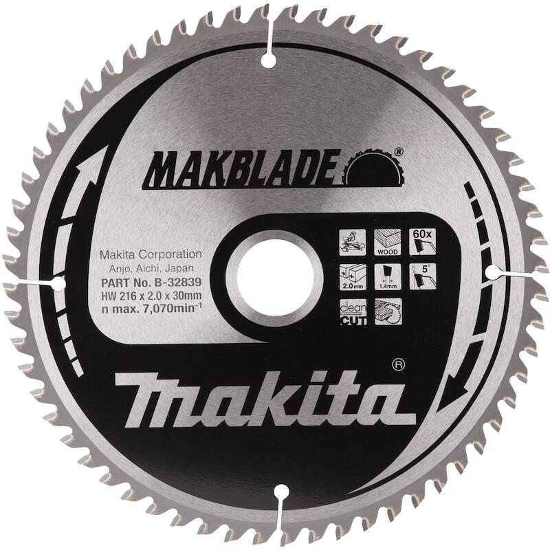 CIRCULAR SAW BLADE, MAKBLADE TCT, 216 X 30 MM, 60 T - B-32839 - MAKITA