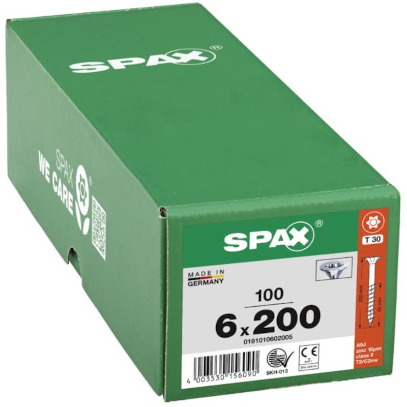 VIS À BOIS AGGLO. DD TORX30 T-STAR+  6,0X200 - ZN