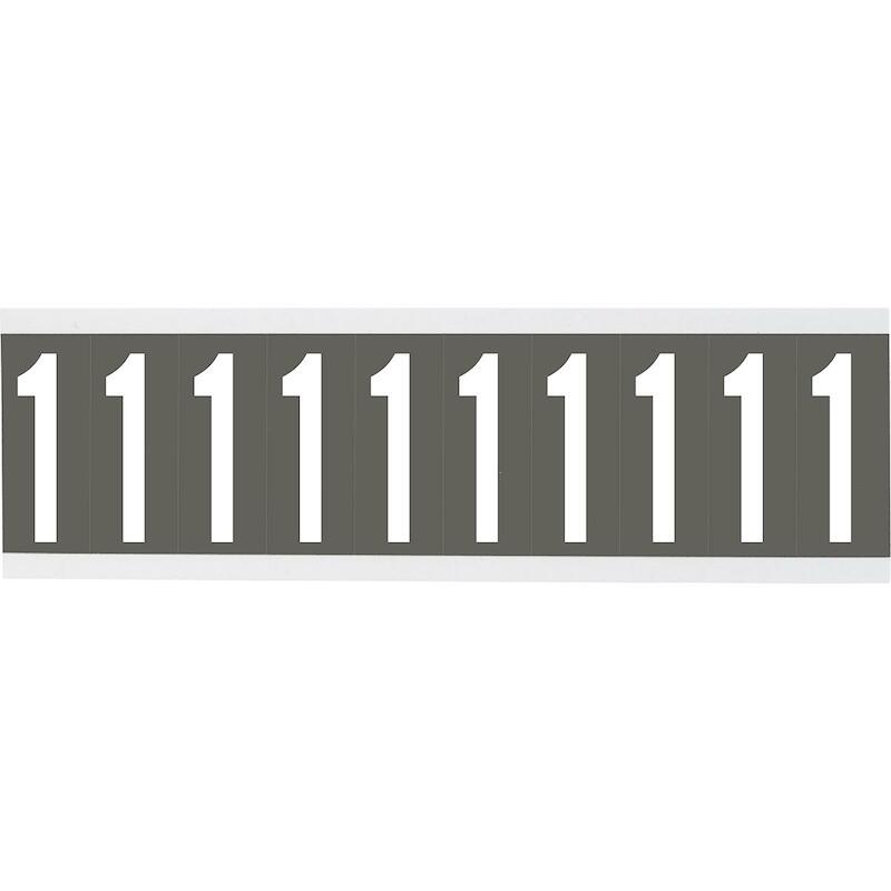 CIJFER - BRADY 912189 - '1' WIT OP GRIJS 22X38 MM(250 EA)