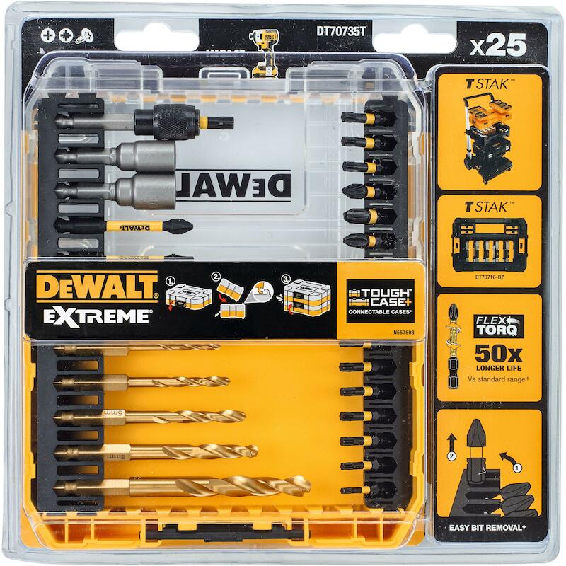 SET FORETS+EMBOUTS TOUGHC.  DT70735T  (25PC)DEWALT