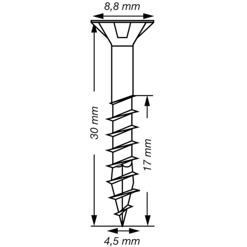 Spax - Vis pour panneau d'aggloméré - Tête fraisée - Filetage partiel - t-star plus T20 - 4,5 x 30 mm - Acier wirox - 02608320