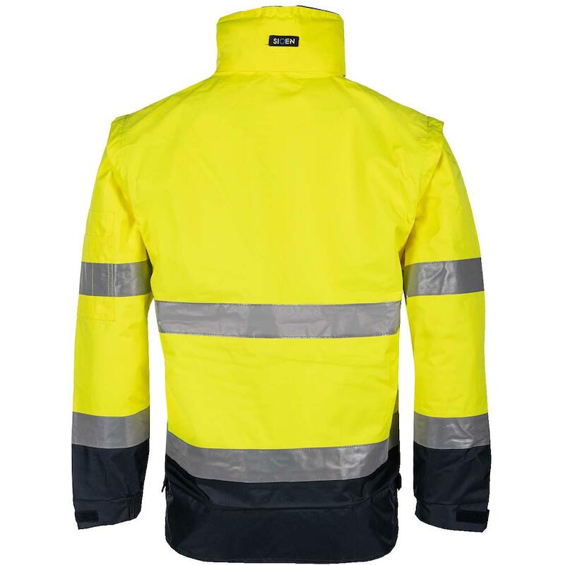 Sioen - Signalisatie-winterblouson - Campbell 364A - Met afritsbare mouwen - Fluogeel/marineblauw - Maat M - 02062966
