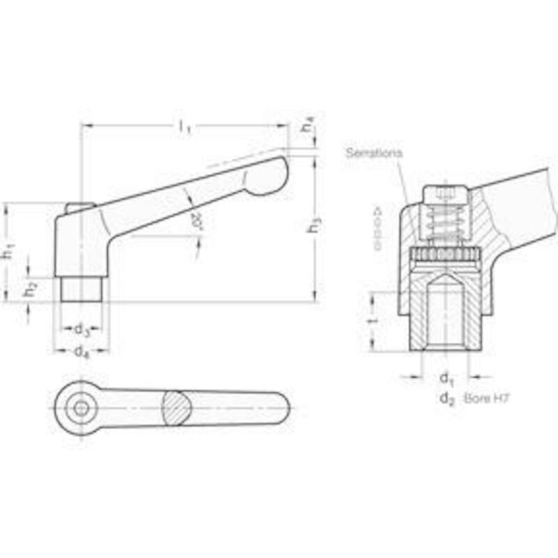 KLEMHENDEL VERSTELBAAR ZW.  300-63-M6-SW    GANTER