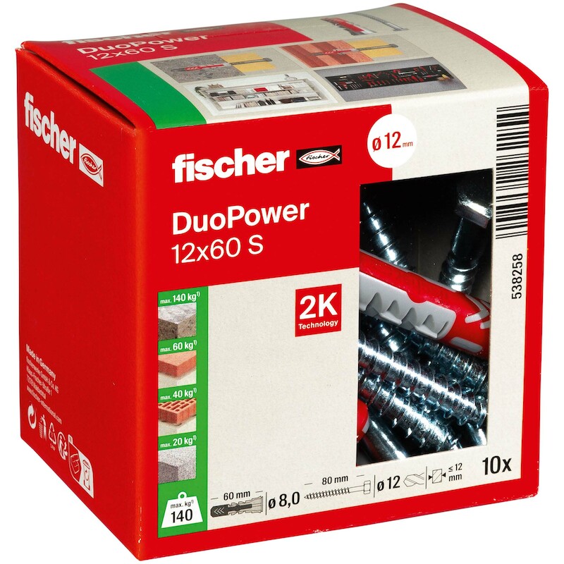 PLUG NYLON 12X60 S(+SCHROEF)DUOPOWER       FISCHER