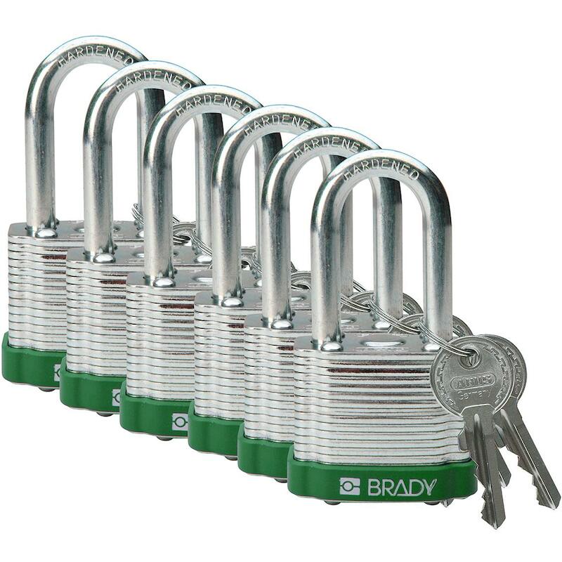 STEEL PADLOCK 44MM SHA KD GREEN/6    BRADY   6ST