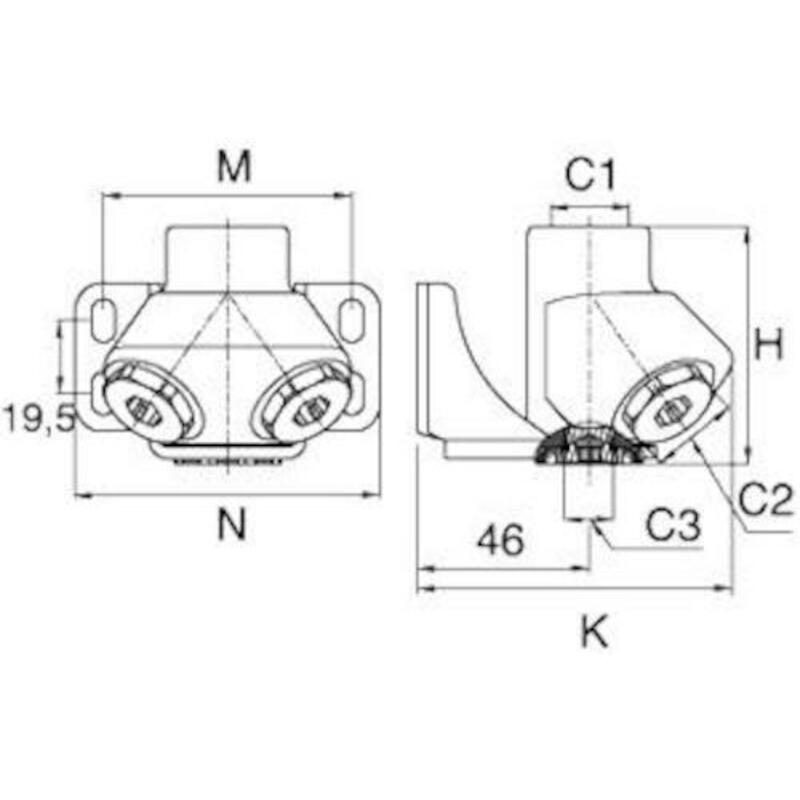 PLAQUE FIX.45°RACC.R.2X1/2" 6690 21 21    TRANSAIR