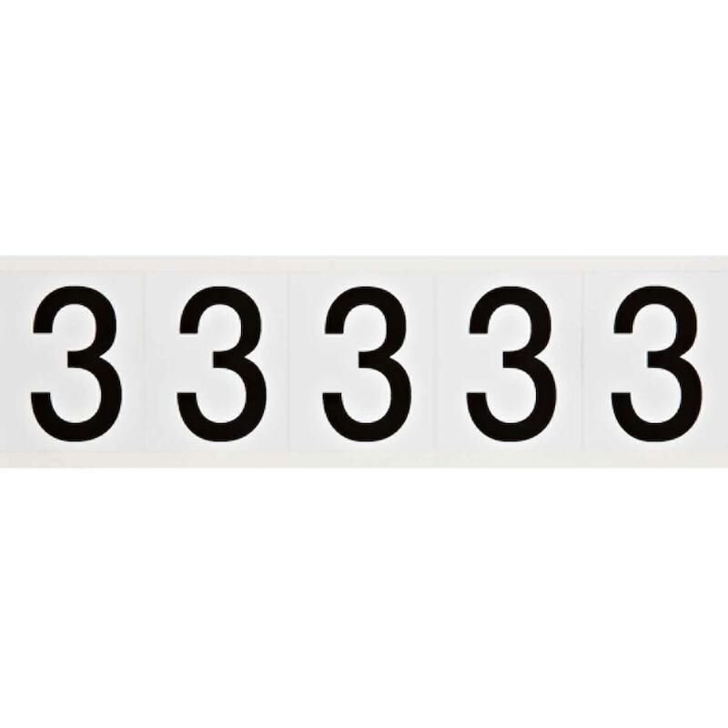 CIJFER - BRADY 097052 - '3' ZWART OP WIT 46X57 MM(125 EA)