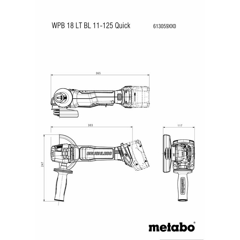 MEUL.D'ANGLE/ACCU 18V/BODY  WPB 18 LT BL 11-125 QU