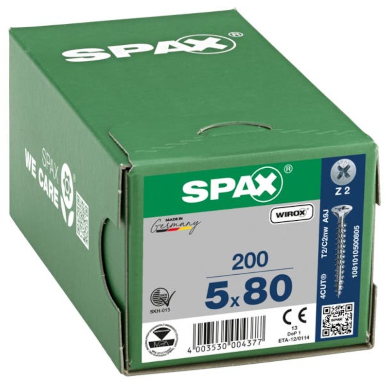 VIS À BOIS AGGLOMÉRÉ PZ2 VD SPAX S - 5,0X80 - ZN