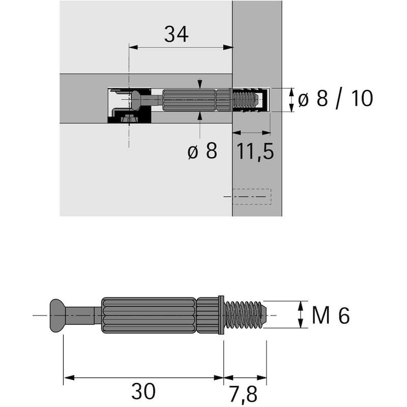 HETTICH 020157 DREVEL TWISTER M6X30 VERZ/KUNSTSTOF