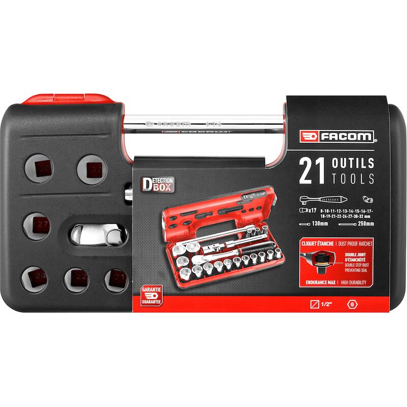 Facom - Socket set - SL.DBOX1PB - 1/2" - 6-point - 8–32 mm - with ratchet SL.161 - 21-piece - 03171645