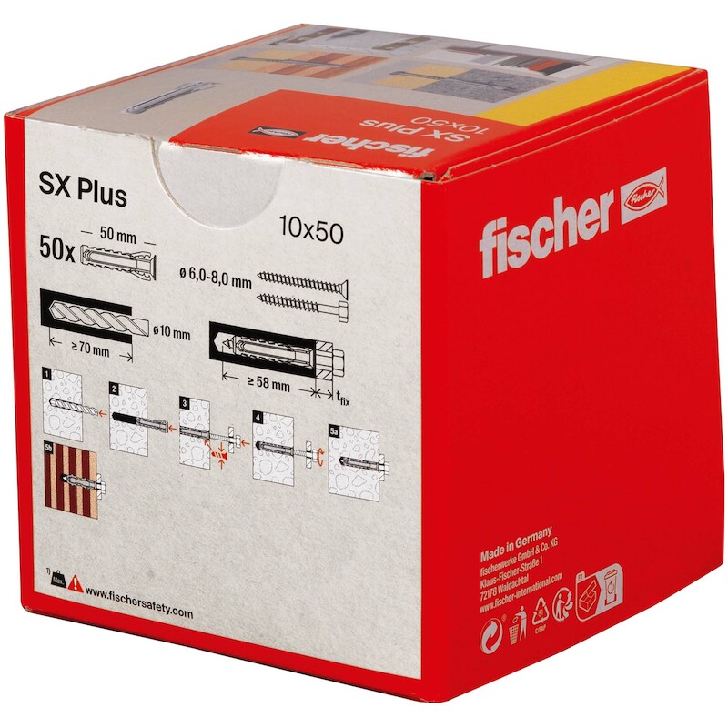 Fischer - Cheville à expansion - sx Plus 10 x 50 - nylon - 03308135