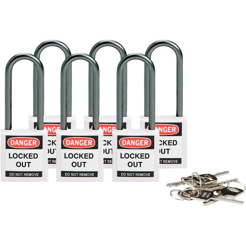 COMP SAFE PADLOCK 32MM SHA KD WHITE/6    BRADY 6ST
