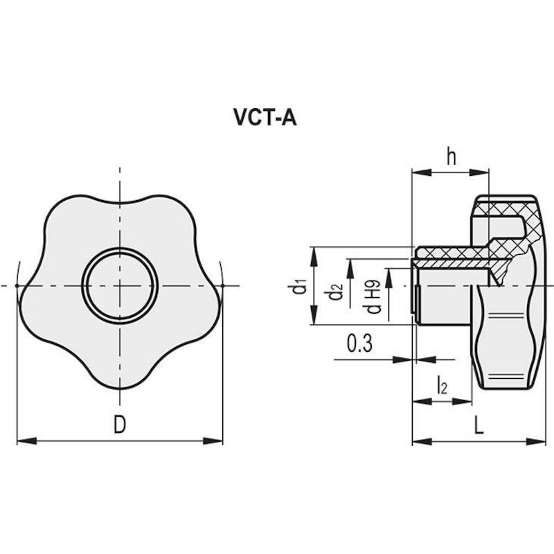 STERKNOP ZWART              VCT.63 A-10-C9   ELESA