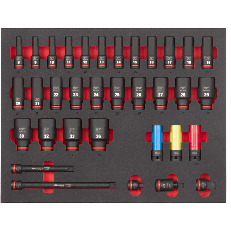 JEU DOUILLES CHOC 1/2" FOAM 4932493394 (34PC)MILWA
