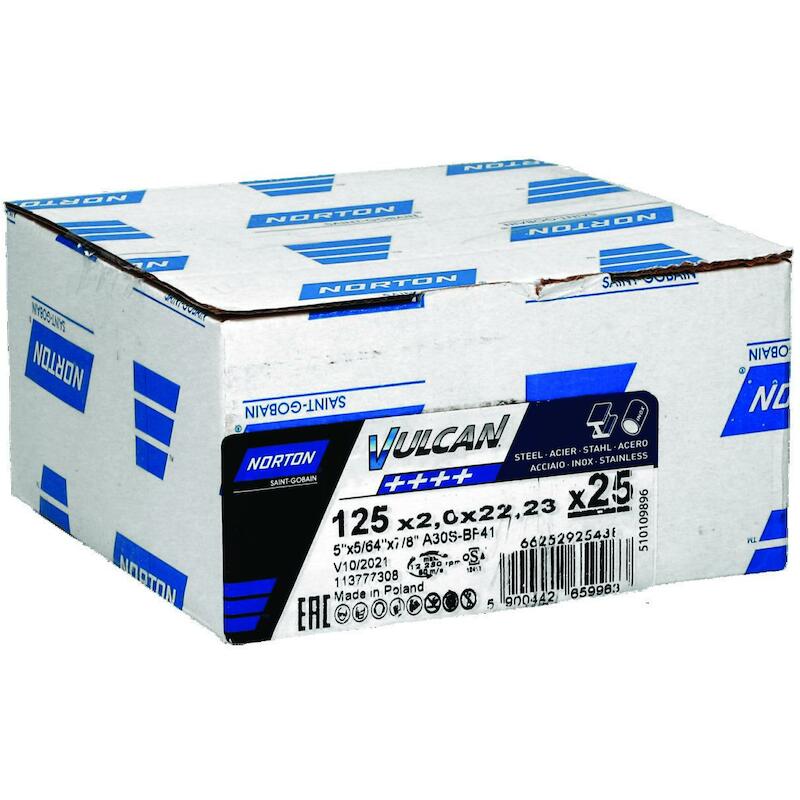 Norton - Disque à tronçonner - Vulcan - A30T - T41 - ø 125 x 2,0 x 22,23 mm - Acier/inox - 03199602