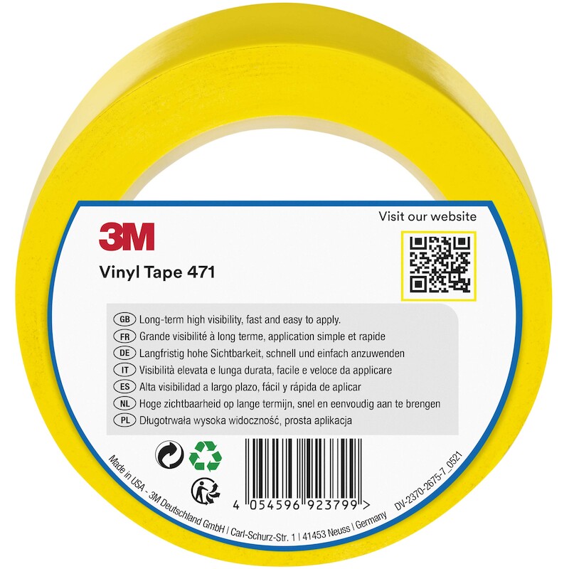 VINYLTAPE 0,14MM Geel       471 50MM X 33M      3M