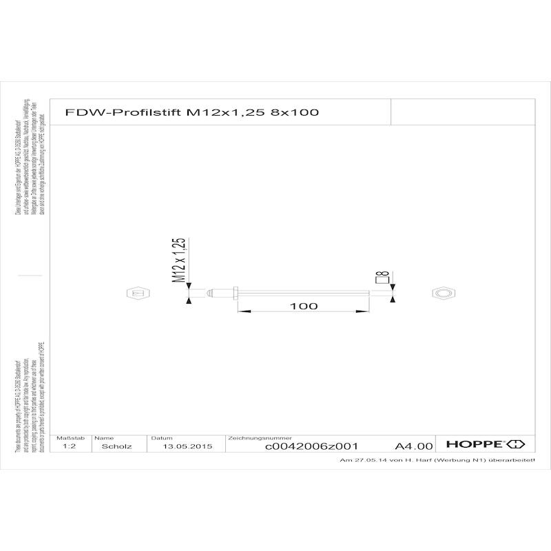 FDW-STIFT 100MM M12X1,25    FDW              HOPPE