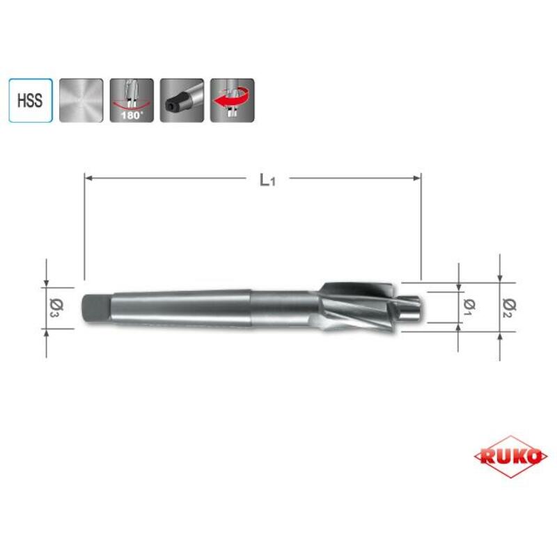KOPVERZINKFREES - RUKO 102432 - DIN 373 HSS MIDI M16-26-17,5-190 MM